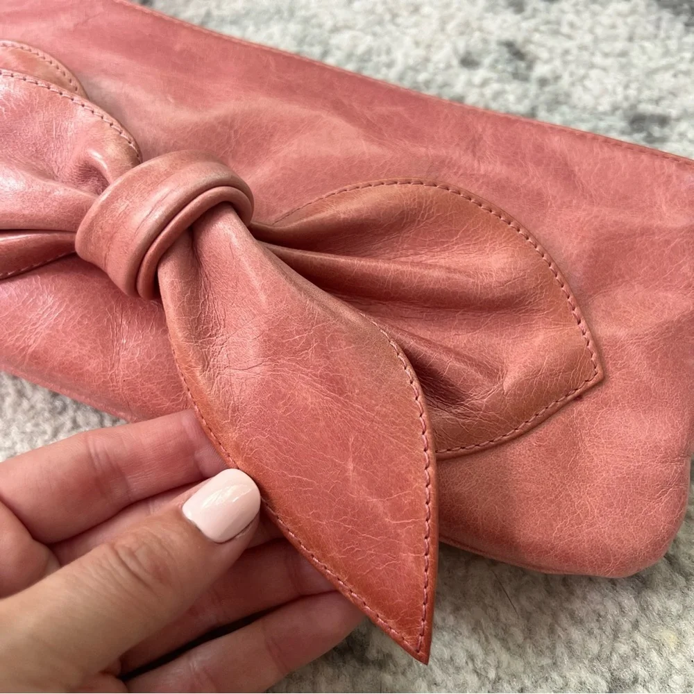 NWT Vintage Hobo International Pink Leather Wristlet Wallet Bow Detail - Picture 4 of 14